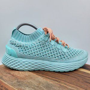 Nobull Knit Runner Shoes Women's 7.5 Aqua Blue Coral Athletic Running Sneakers